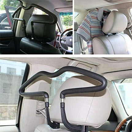 Vehicle Headrest Clothes Hanger PU Leather Suit Rack for Back Seat Storage.