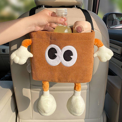 2in1 Car Wastebasket and Tissue Box Multifunctional Car Storage Bucket Organizer - Brown.