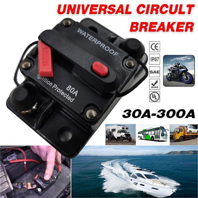 Waterproof Car Circuit Breaker Fuse Reset 30-300A AMP 12V-48V DC Car Boat IP67 - 200A.