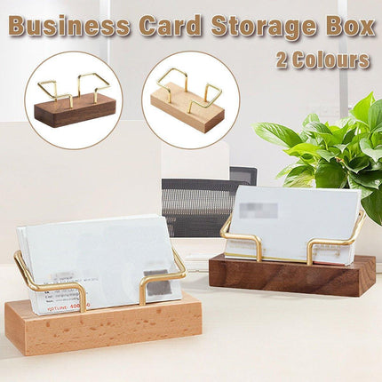 Business Card Holder Organizer Desk Display Stand Wooden Card Storage Box - Coffee.