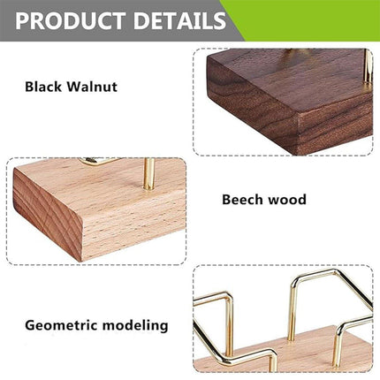 Business Card Holder Organizer Desk Display Stand Wooden Card Storage Box - Coffee.
