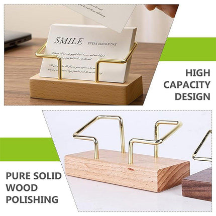 Business Card Holder Organizer Desk Display Stand Wooden Card Storage Box - Coffee.