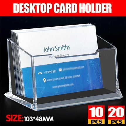 10 X Clear PMMA Business Card Holders for Desktop Display - 10PCS.