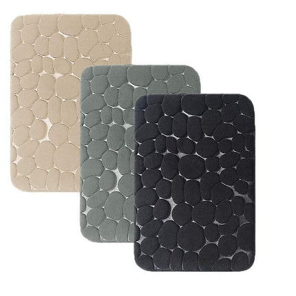 40x60cm Non-Slip Memory Foam Bath Mat Super Absorbent Floor Rug for Bathroom Use - Black.