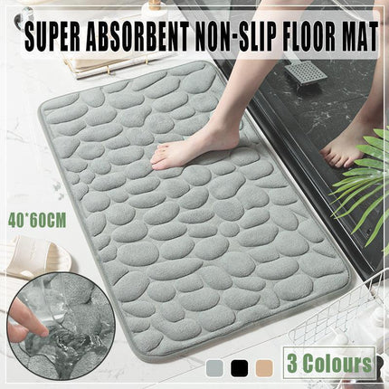 40x60cm Non-Slip Memory Foam Bath Mat Super Absorbent Floor Rug for Bathroom Use - Khaki.