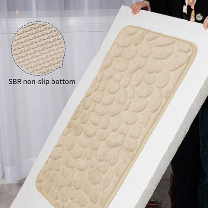 40x60cm Non-Slip Memory Foam Bath Mat Super Absorbent Floor Rug for Bathroom Use - Khaki.