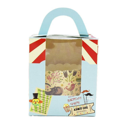 50x Assorted Color Muffin Cake Boxes with Clear Window & Handle High Quality - England style-50PCS.