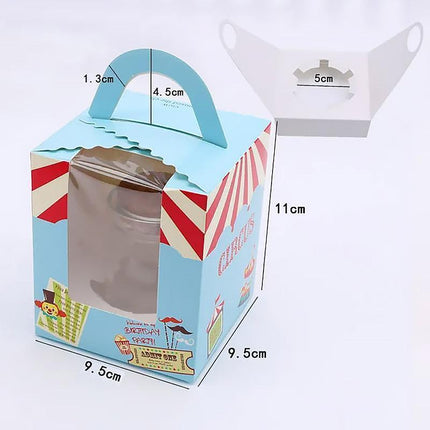 50x Assorted Color Muffin Cake Boxes with Clear Window & Handle High Quality - England style-50PCS.