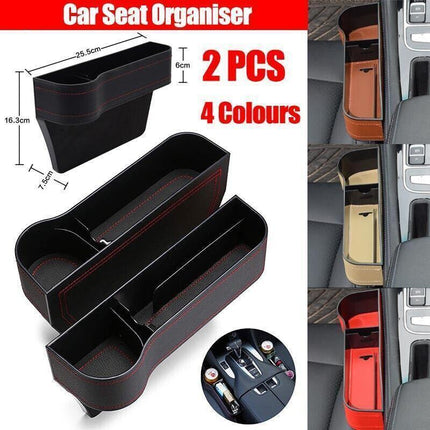 PU Leather Seat Side Gap Storage Box with Phone and Bottle Holder for Car Interior - Yellow.