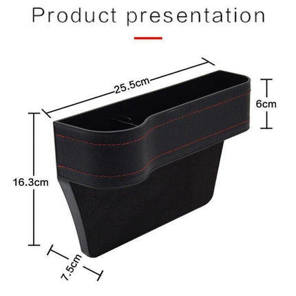PU Leather Seat Side Gap Storage Box with Phone and Bottle Holder for Car Interior - Yellow.