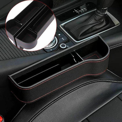 PU Leather Seat Side Gap Storage Box with Phone and Bottle Holder for Car Interior - Yellow.