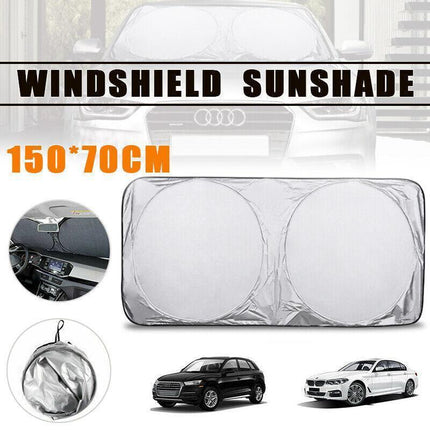Car Windshield Sunshade Foldable 150×70cm UV Block Front Visor for SUV Van.
