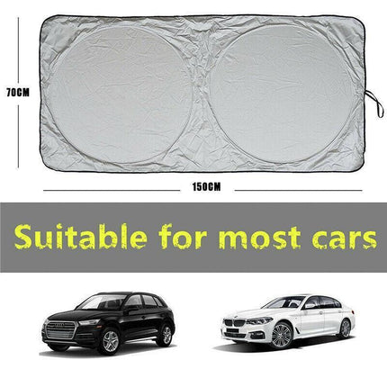 Car Windshield Sunshade Foldable 150×70cm UV Block Front Visor for SUV Van.