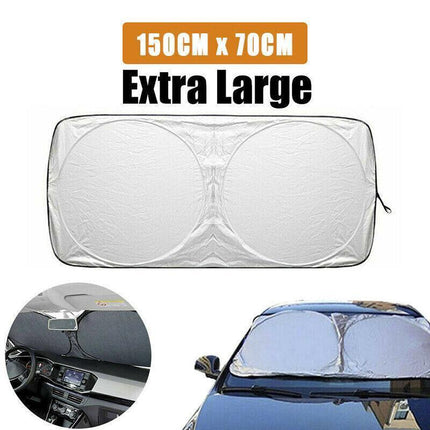 Car Windshield Sunshade Foldable 150×70cm UV Block Front Visor for SUV Van.