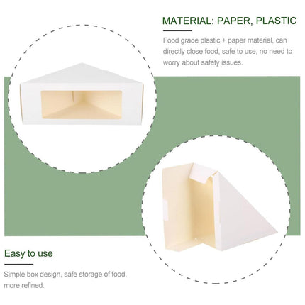 100PCS Sandwich Wedge Box Triangle Paper Container Cupcake Cake Box with Window - White.