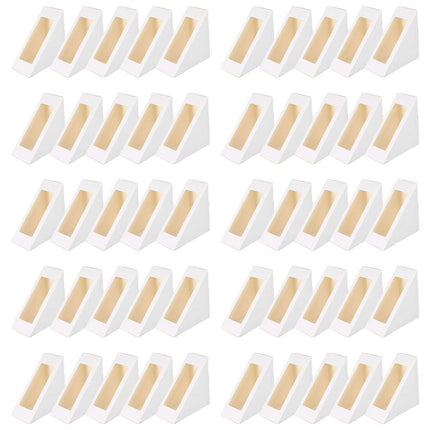 100PCS Sandwich Wedge Box Triangle Paper Container Cupcake Cake Box with Window - White.