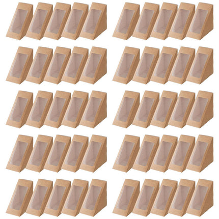 100PCS Sandwich Wedge Box Triangle Paper Container Cupcake Cake Box with Window - White.