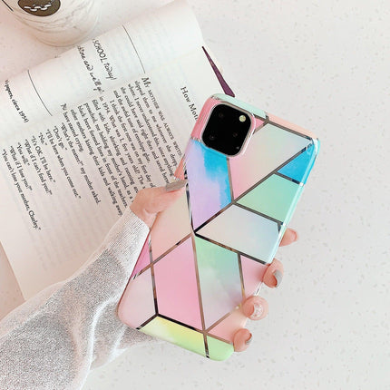 Rainbow Case for iPhone 14 13 12 11 Pro Max XR XS Marble Phone Shockproof Cover Silicone - For iphone 12 Pro Max.
