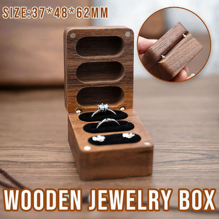 Wooden Ring Jewellery Box High Storage Box with Three Compartments for Rings.