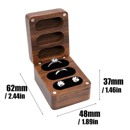 Wooden Ring Jewellery Box High Storage Box with Three Compartments for Rings.