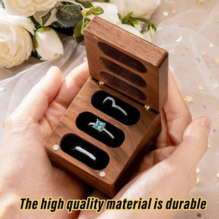 Wooden Ring Jewellery Box High Storage Box with Three Compartments for Rings.