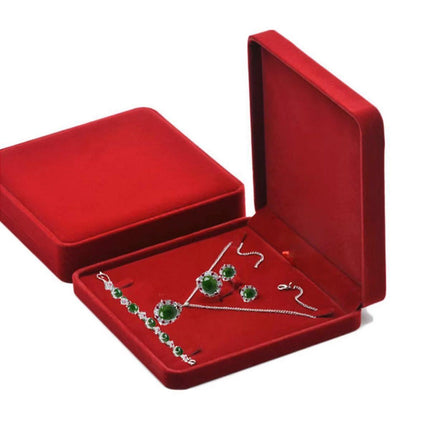 Flannel Jewelry Gift Box Necklace Ring Earring Bracelet Storage Display Case - Red.
