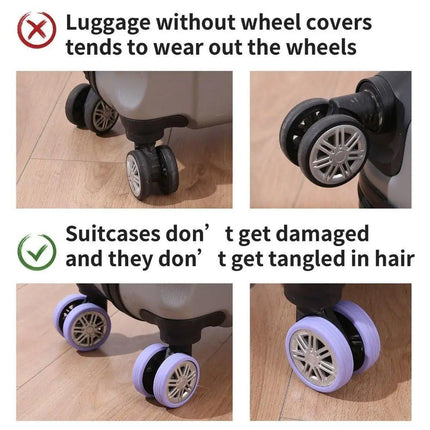 16PCS Silicone Luggage Wheels Cover Caster Shoes Wheel Protector for Luggage - Black.