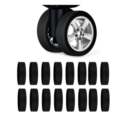 16PCS Silicone Luggage Wheels Cover Caster Shoes Wheel Protector for Luggage - Black.
