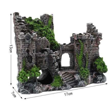 Aquarium Fish Tank Ornament Decor Landscape Ancient Castle Tower Hide Cave Resin.