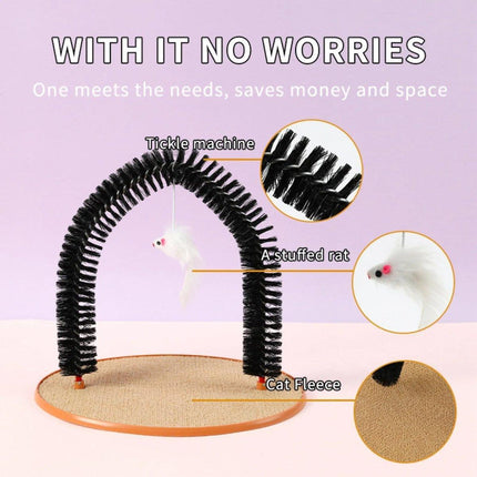 Arch Cat Scrub Brush Pet Grooming Toy Self Groomer Tickle Device for Cats.