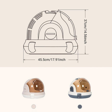 Portable Cat Carrier Space Capsule Large Capacity Aviation Travel Kitty Basket - Grey.