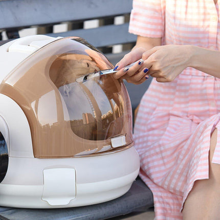 Portable Cat Carrier Space Capsule Large Capacity Aviation Travel Kitty Basket - Grey.