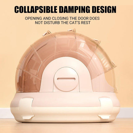 Portable Cat Carrier Space Capsule Large Capacity Aviation Travel Kitty Basket - Grey.