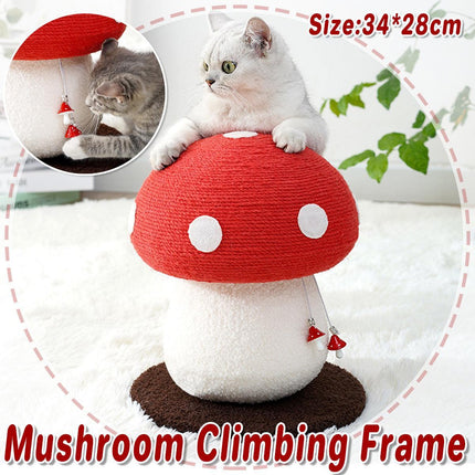 Red Mushroom Cat Climbing Frame Vertical Scratching Post Board Pet Furniture.