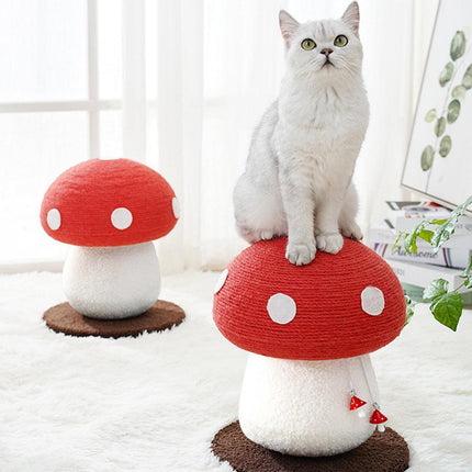 Red Mushroom Cat Climbing Frame Vertical Scratching Post Board Pet Furniture.