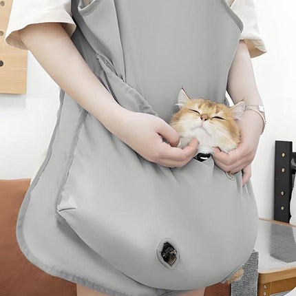 Cat Carrying Apron Non Stick Hair Kangaroo Pouch Pet Grooming Suit Portable.