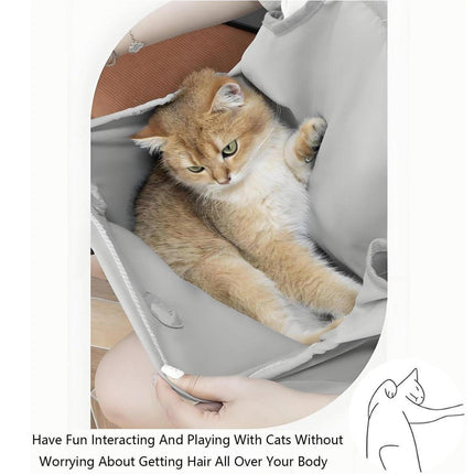 Cat Carrying Apron Non Stick Hair Kangaroo Pouch Pet Grooming Suit Portable.