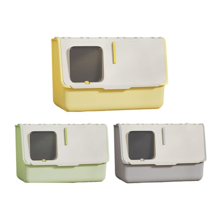 Large Fully Enclosed Cat Litter Box with Lid Odor Control Litter Pan for Cats - Green.