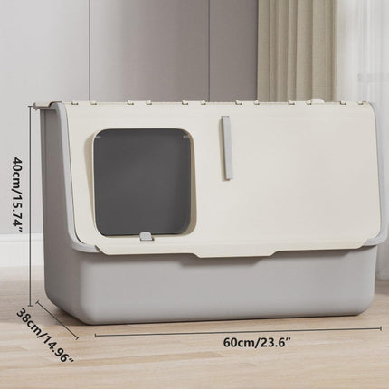 Large Fully Enclosed Cat Litter Box with Lid Odor Control Litter Pan for Cats - Green.