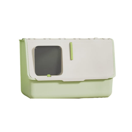 Large Fully Enclosed Cat Litter Box with Lid Odor Control Litter Pan for Cats - Green.