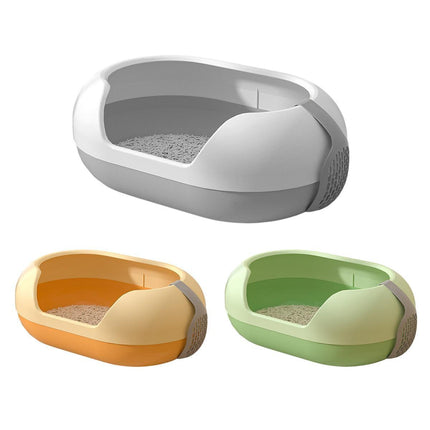 Large Semi Closed Cat Litter Box Covered Litter Pan for Cats Easy Clean Design - Green.