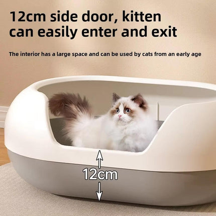 Large Semi Closed Cat Litter Box Covered Litter Pan for Cats Easy Clean Design - Green.