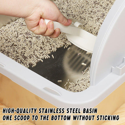 Durable Stainless Steel Cat Litter Box Pan Pet Toilet Odor Control Tray Large - Grey.