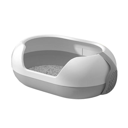 Large Semi Closed Cat Litter Box Covered Litter Pan for Cats Easy Clean Design - Orange.