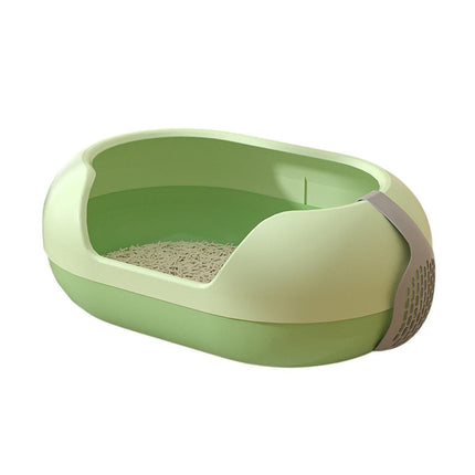 Large Semi Closed Cat Litter Box Covered Litter Pan for Cats Easy Clean Design - Orange.