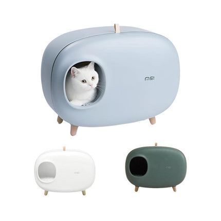 Cat Litter Box Semi-closed Cat Supplies Cat Toilet Drawer Large Cat Litter Box - White.