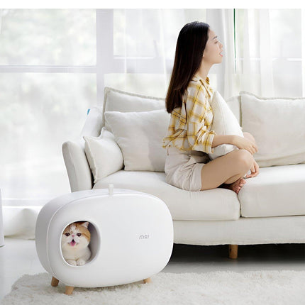 Cat Litter Box Semi-closed Cat Supplies Cat Toilet Drawer Large Cat Litter Box - White.