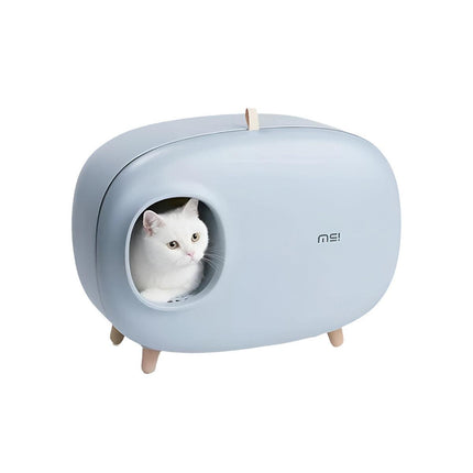 Cat Litter Box Semi-closed Cat Supplies Cat Toilet Drawer Large Cat Litter Box - White.