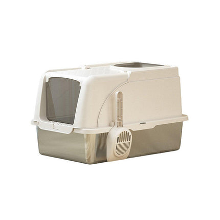 Durable Stainless Steel Cat Litter Box Pan Pet Toilet Odor Control Tray Large - White.
