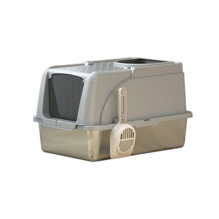 Durable Stainless Steel Cat Litter Box Pan Pet Toilet Odor Control Tray Large - White.